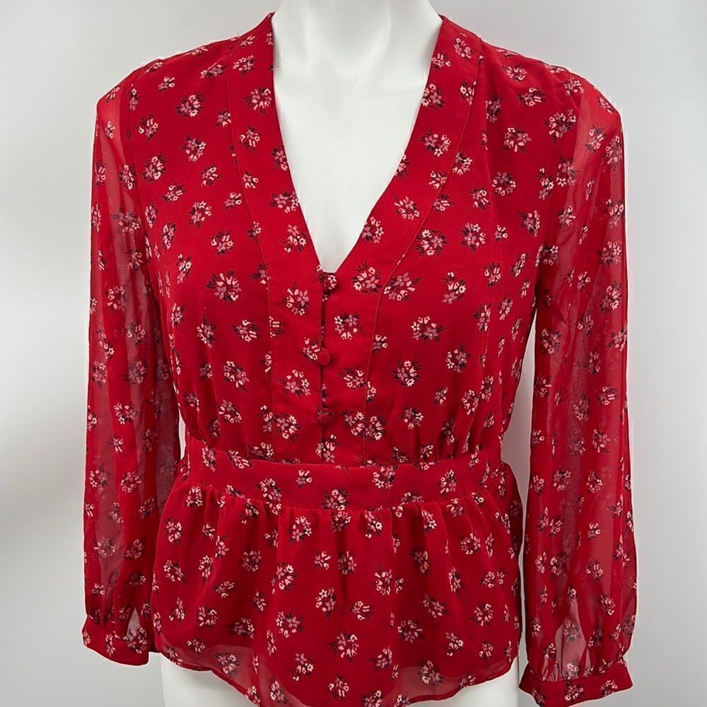 Madewell XS long sleeve floral print blouse